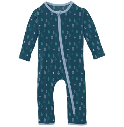 Kickee Pants Peacock Raindrops Coverall with Zipper