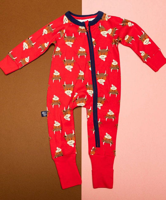 Highland Cow Zip Up Romper