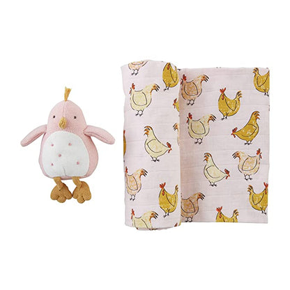 Mudpie Swaddle & Rattle Set
