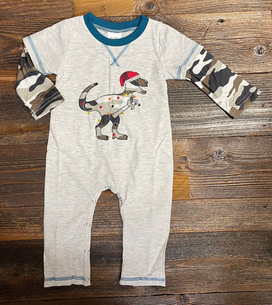 Camo Christmas Dino Romper