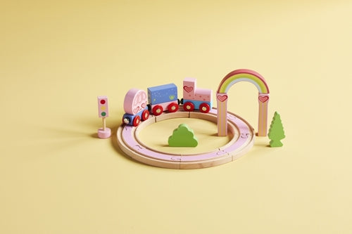 Mudpie Rainbow Wood Train