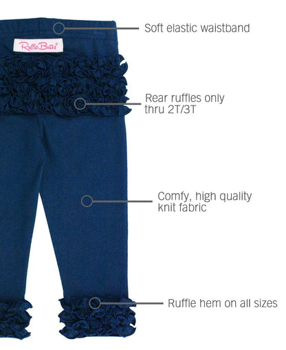 RuffleButts Navy Ruffled Leggings