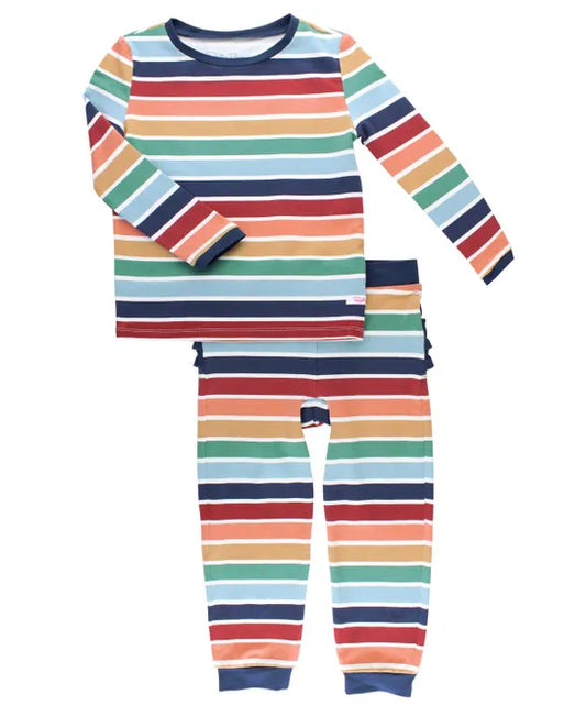 RuffleButts Cozy Rainbow2pc Ruffled Pajamas