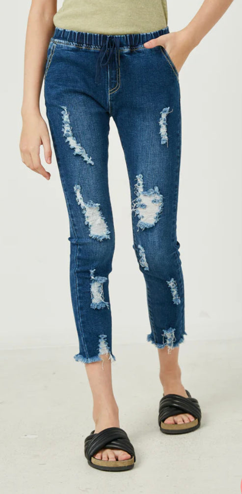 Hayden Distressed Drawstring Jeans 6423 *