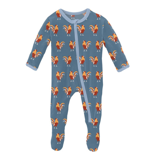Kickee Pants Parisian Rooster Footie with Zipper