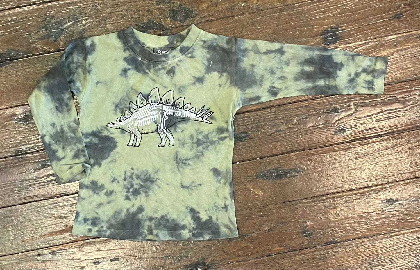 CRSports Olive Tie Dye Dino LS Top