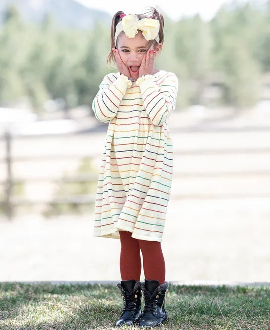 RuffleButts Rainbow Stripe Sweater Dress