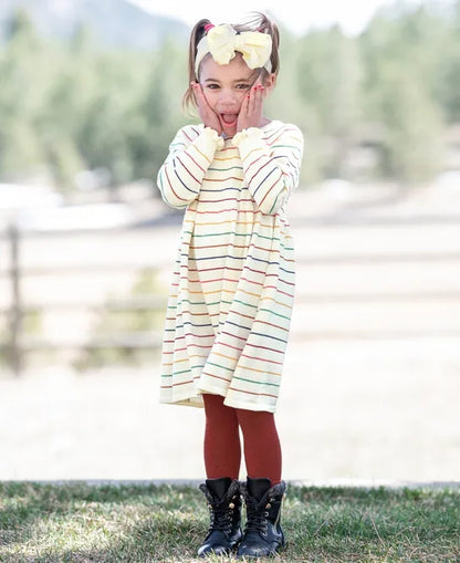 RuffleButts Rainbow Stripe Sweater Dress