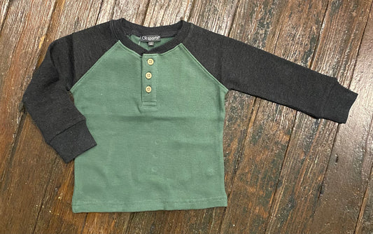 CRKids Olive Color Block Raglan