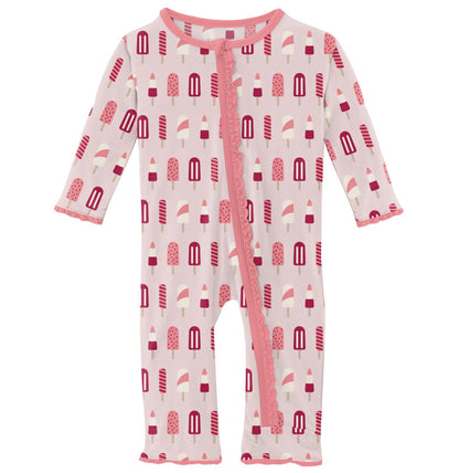 Kickee Pants Macaroon Popsicles Muffin Ruffle Coverall with Zipper