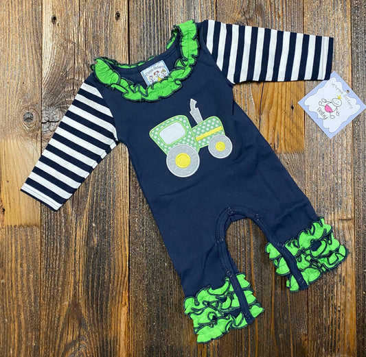 Three Sisters Girl Tractor Romper