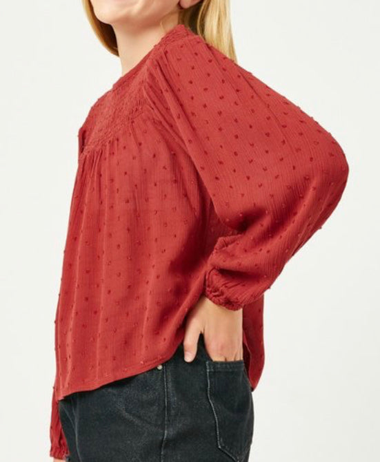Hayden Smocked Upper Swiss Dot Long Sleeve 5108