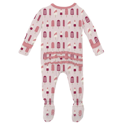 Kickee Pants Macaroon Popsicles Muffin Ruffle Footie with Zipper