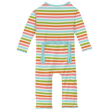 Kickee Pants Beach Day Stripe Muffin Ruffle Coverall with Zipper