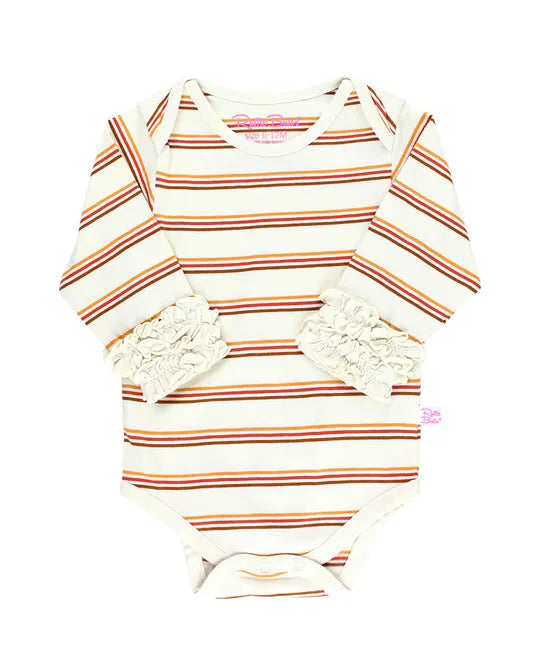 RuffleButts Pumpkin patch Stripe Layering Bodysuit