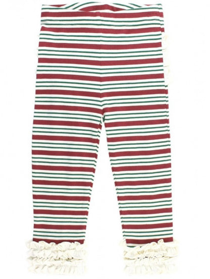 RuffleButts Peppermint Stripe Ruffle Leggings