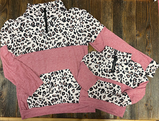 Mommy & Me Mauve Leopard Pullover