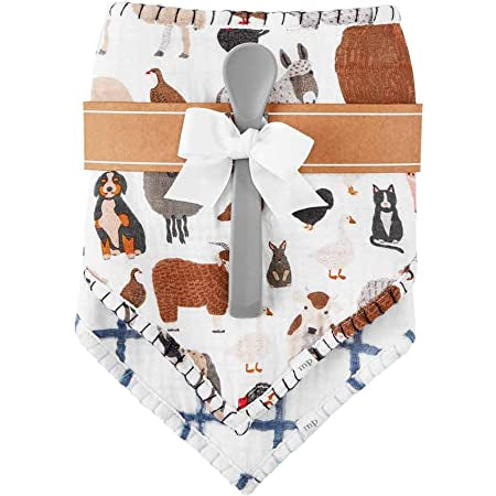 Mudpie Muslin Bandana Bib Set With Spoon