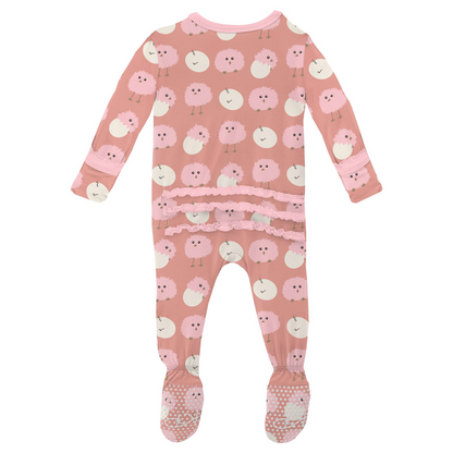 Kickee Pants Blush Peep Peeps Muffin Ruffle Footie with Zipper