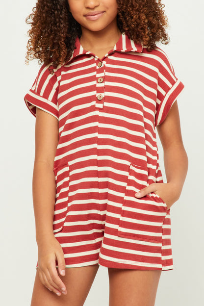 Hayden Rust Striped Romper GY5582