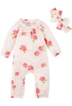 Mudpie Stripe Rose Sleeper w/Headwrap