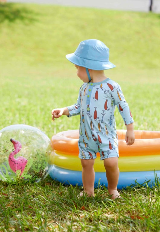 Mudpie Fishing Rash Guard One Piece + Hat