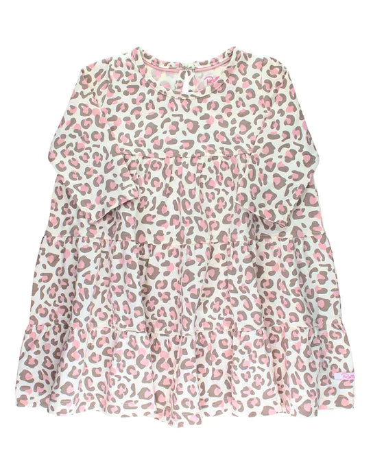 RuffleButts Little Leopard Tiered Dress