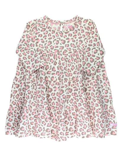 RuffleButts Little Leopard Tiered Dress