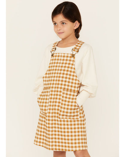 Hayden Mustard Checkered Overall Dress 4303