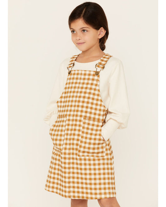 Hayden Mustard Checkered Overall Dress 4303