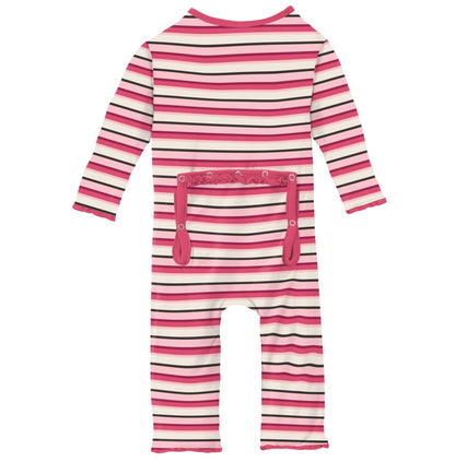 Kickee Pants Winter Rose Stripe Muffin Coverall with Zipper