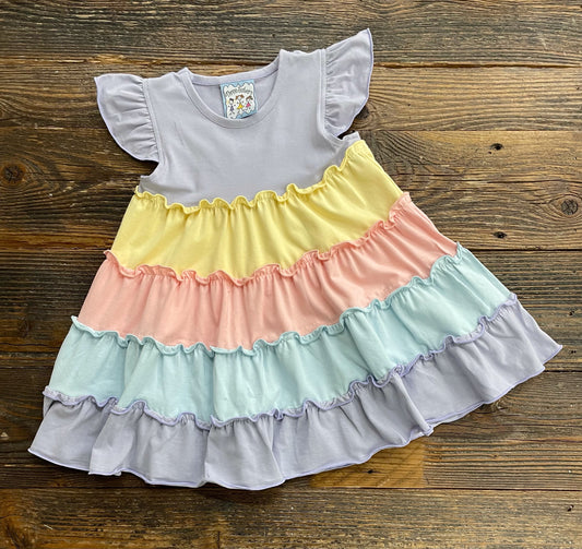 Three Sisters Pastel Color Block Maxi Dress