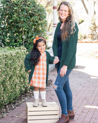 RuffleButts Mommy + Me Chunky Knit Open Style Cardigan