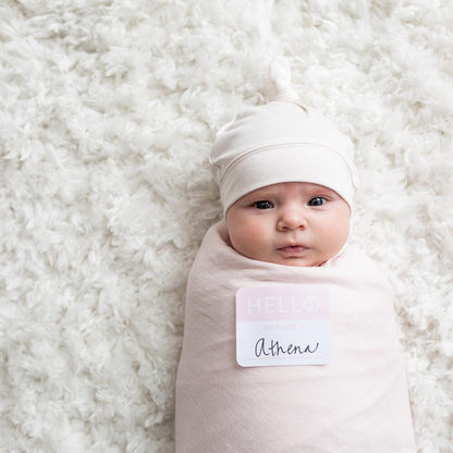 Hello World Hat, Swaddle & Sticker Set