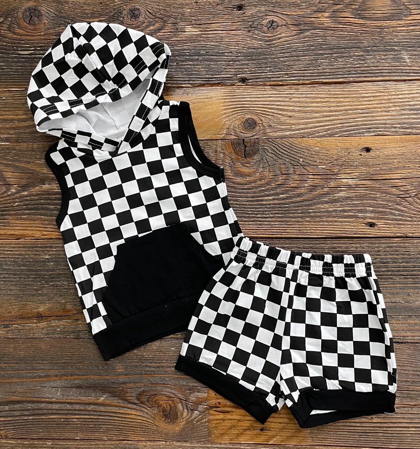 Checkered Hoodie Short Set