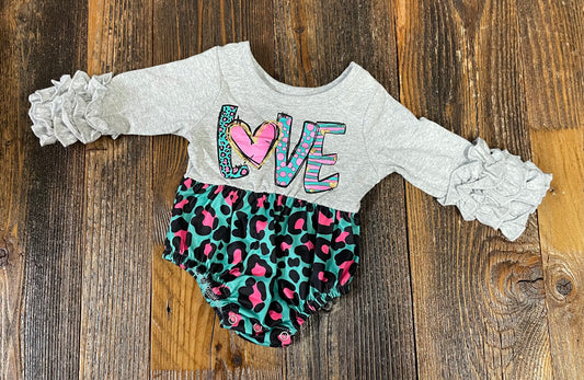 Pink/Teal Leopard Love Bubble