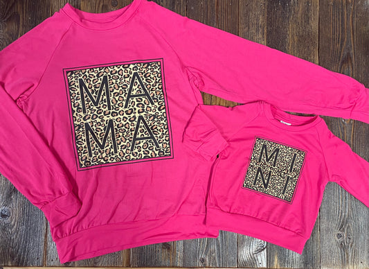 Mama + Mini Pink Leopard Pullover