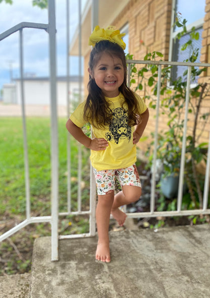 Highland Cow Floral Shorts