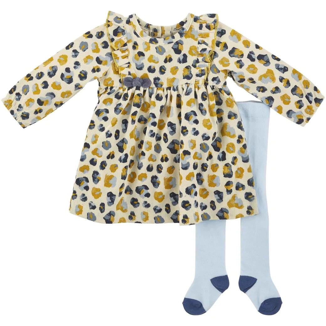 Mudpie Blue Leopard Dress & Tights
