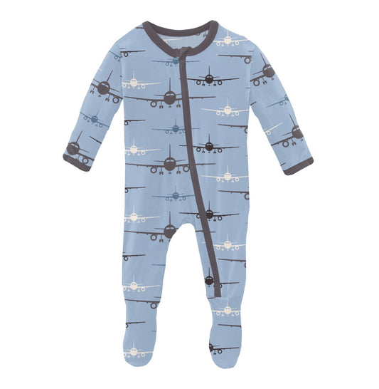 Kickee Pants Pond Airplanes Footie with Zipper
