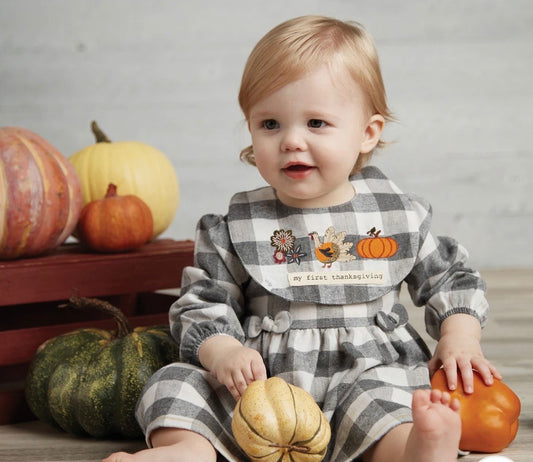 Gingham Dress & Reversible Bib