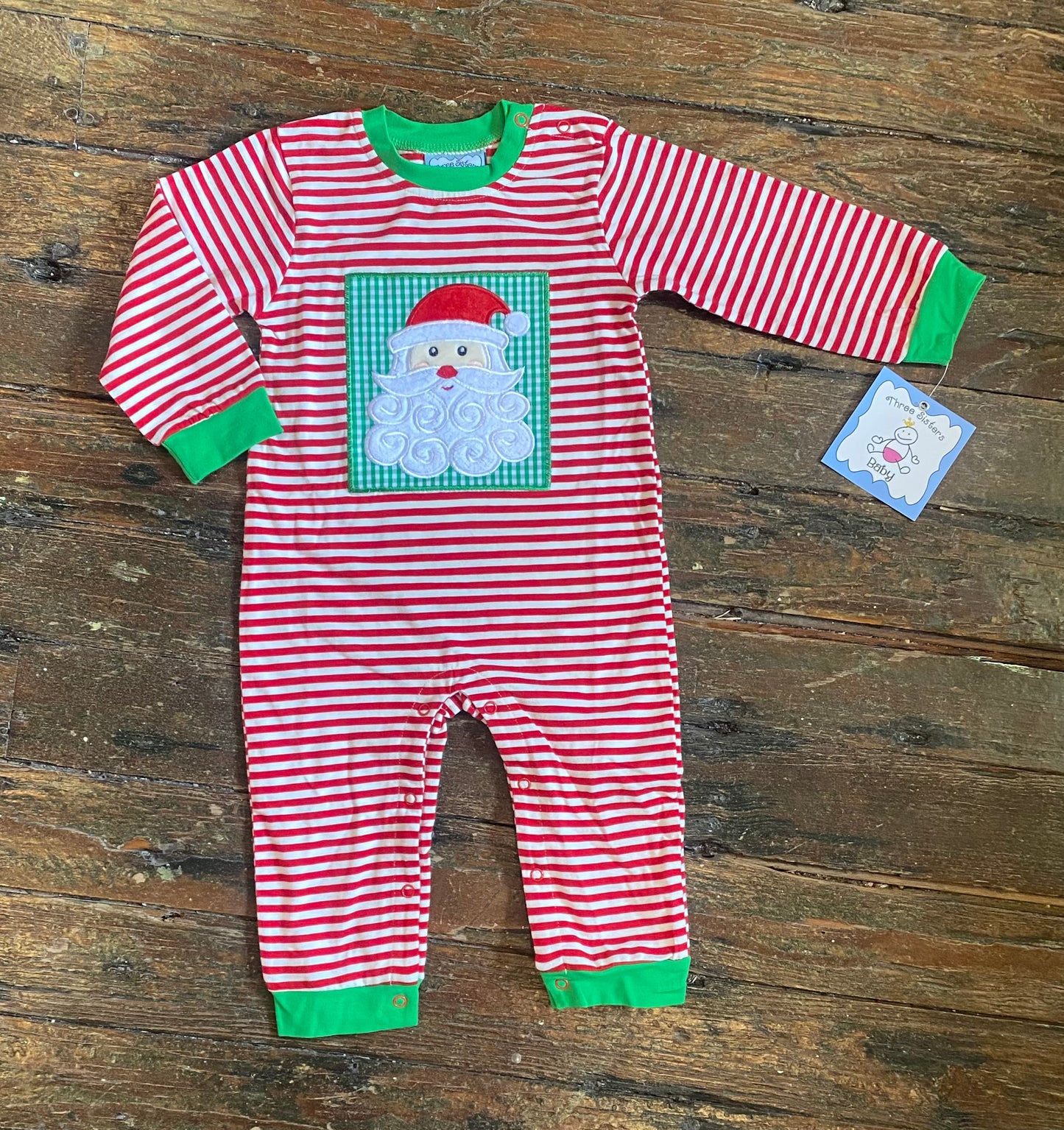 Three Sisters Santa Appliqué Boy Romper