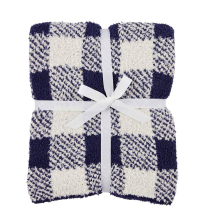 Mudpie Navy Check Chenille Blanket