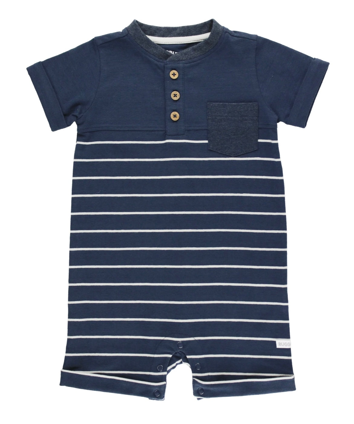 RuggedButts Navy & Gray Stripe Henley Romper
