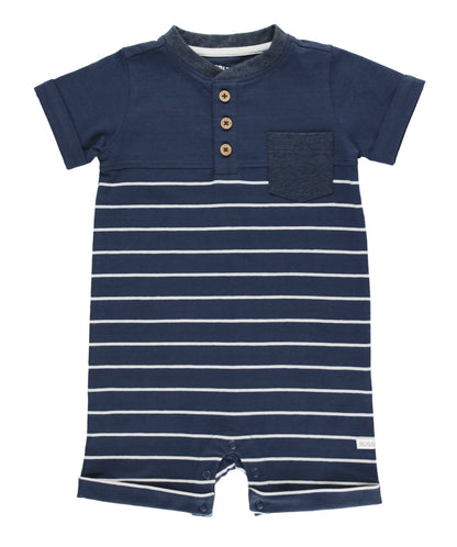RuggedButts Navy & Gray Stripe Henley Romper