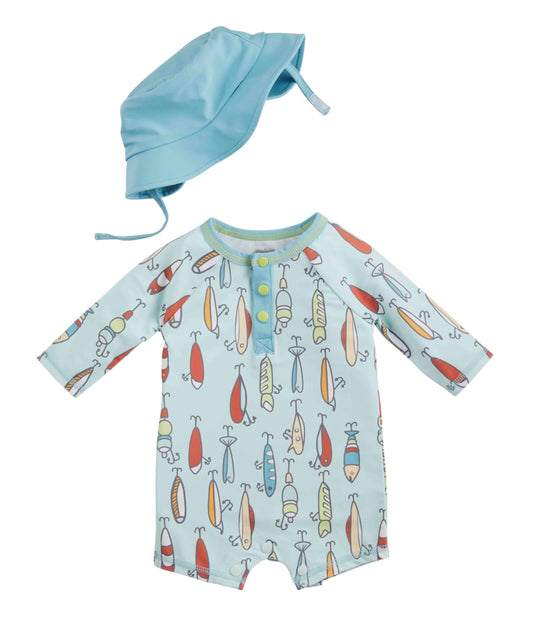 Mudpie Fishing Rash Guard One Piece + Hat