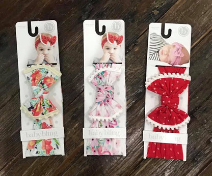Baby Bling Trimmed Patterned Shabby Knot