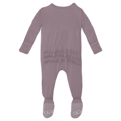 Kickee Pants Elderberry Muffin Ruffle Footie with Zipper
