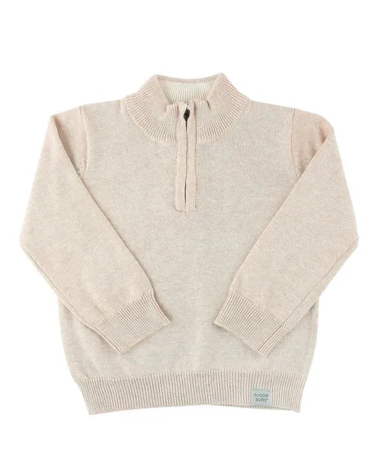 RuggedButts Heather Oatmeal Quarter Zip Sweater