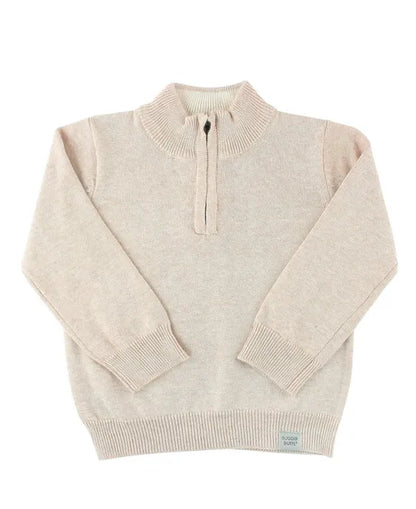 RuggedButts Heather Oatmeal Quarter Zip Sweater